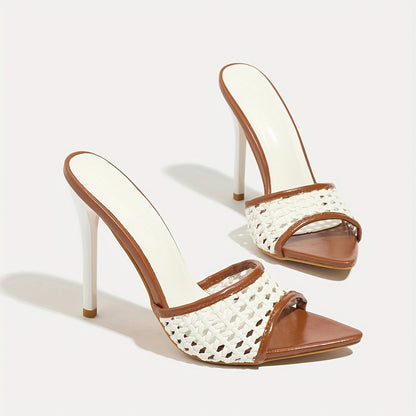 Damen Stiletto Sandaletten mit Mesh-Design – Modische High Heels für Abend & Party