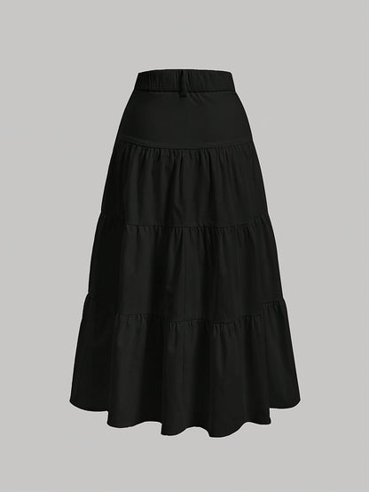 Damen Stufenrock High Waist Elegant Freizeitmode