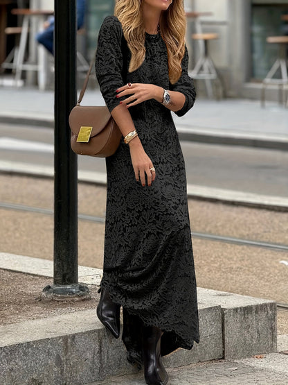 Damen Maxikleid Elegant mit Spitzenmuster – Stilvolles Bodycon Kleid für Alltag und besondere Anlässe