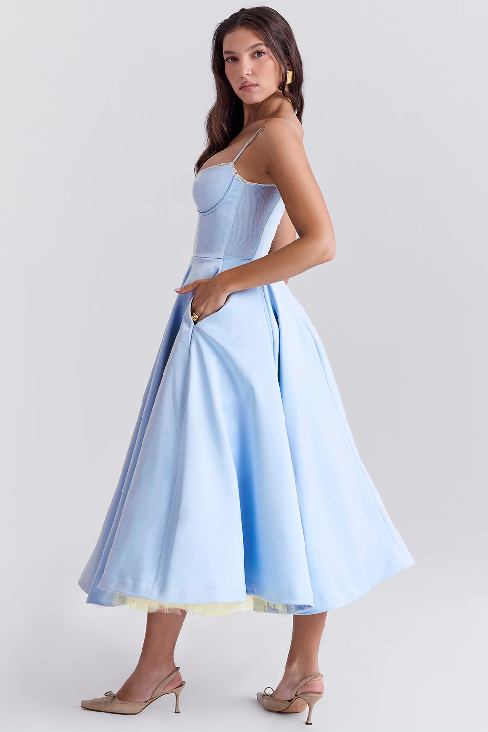 Damen Festliches Cocktailkleid Abendkleid mit Bustier und weitem Rock – Eleganter Vintage-Look für besondere Anlässe