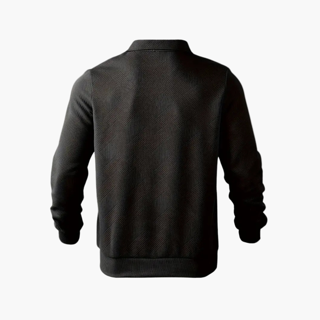 Herren Vintage Sweatshirt mit Reißverschluss-Kragen und geometrischem Muster – Lässig & Stilvoll für Alltag und Freizeit