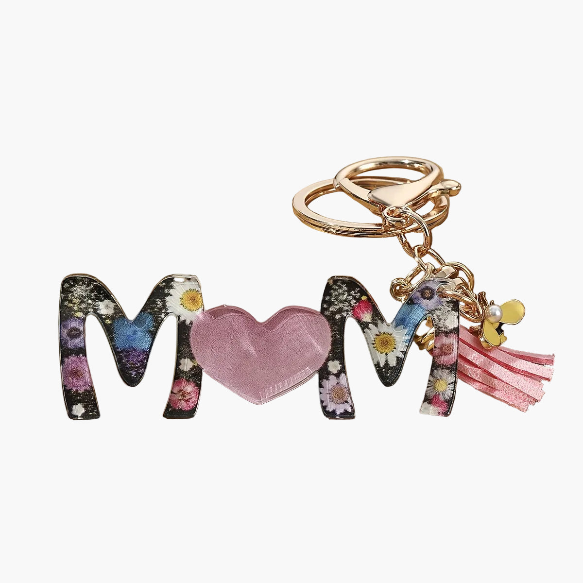 Schlüsselanhänger Muttertag Damen – Herz & Blumen Design, Modischer Geschenkartikel für Mama