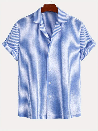 Herren Set Kurzarm Hemd und Shorts mit Streifen – Modernes Strandoutfit für Freizeit und Urlaub