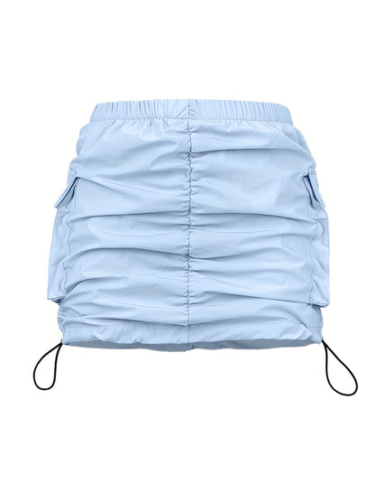 Damen Utility Minirock mit Kordelzug und Cargo-Taschen – Moderner Streetstyle