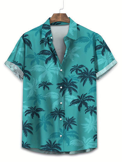 Herren Hawaiihemd Kurzarm – Sommerliches Freizeitshirt mit Palmenmuster für Urlaub & Strand