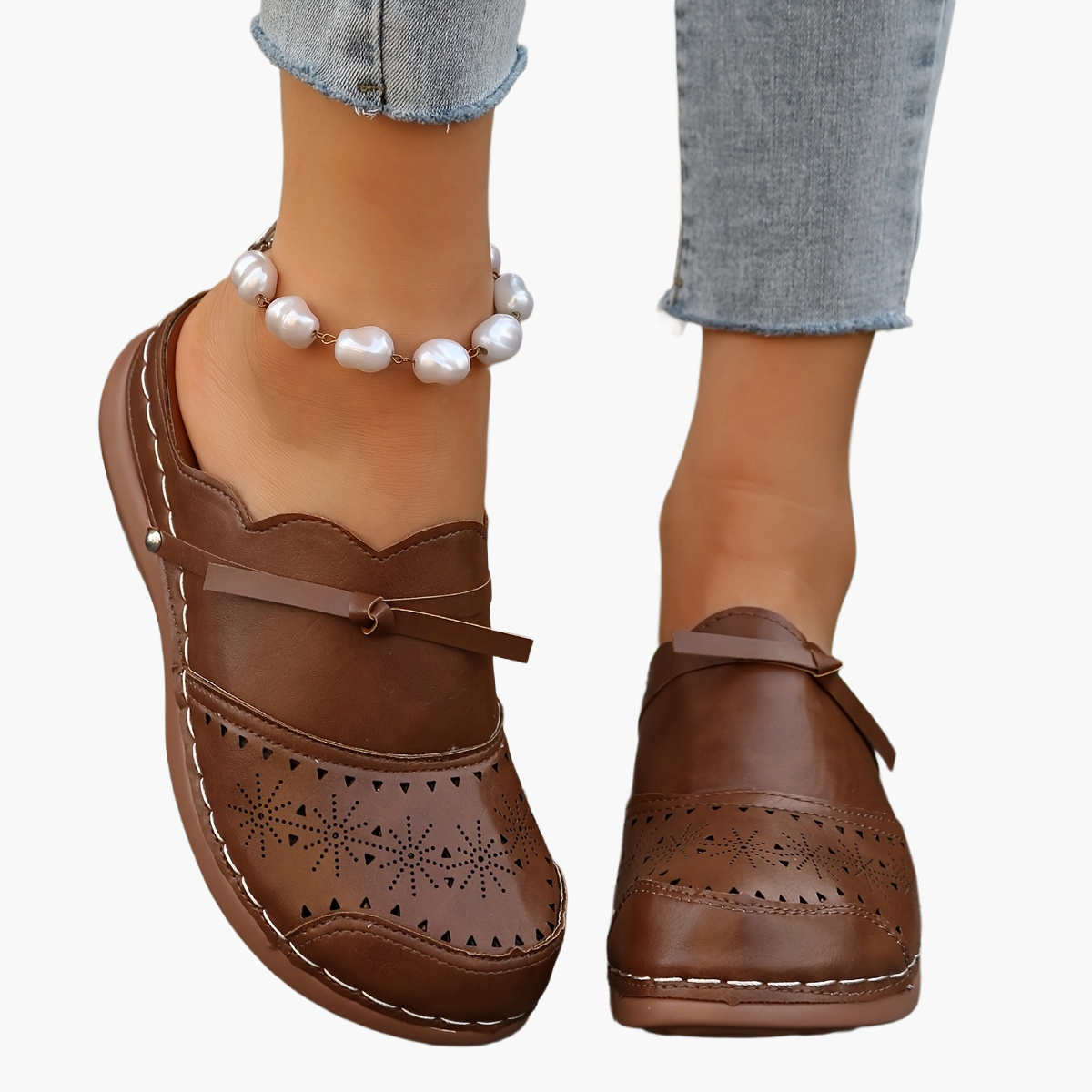 Damen Vintage Komfort Clogs Slip-On Schuhe für Freizeit und Alltag