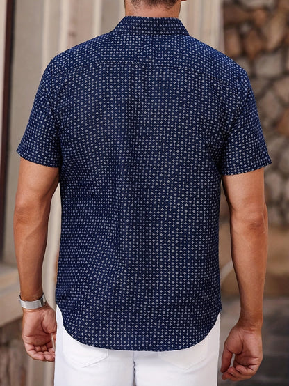 Herren Kurzarm Freizeithemd mit modernem Muster – Perfekt für Sommer und Alltag