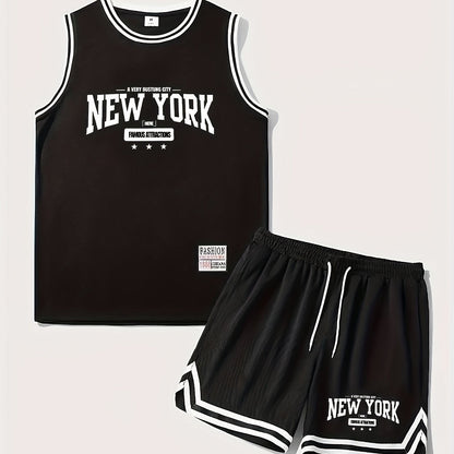 Herren Basketball-Set New York Sport Outfit Freizeit Trainingsanzug