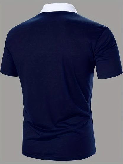 Herren Polo Shirt mit Kontrastkragen und Sportlichem Streifen-Design – Eleganter Freizeitstil