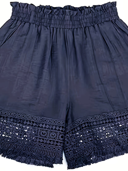 Damen Sommer-Shorts mit Häkelspitze, lockerer Schnitt, ideal für Urlaub und Freizeit