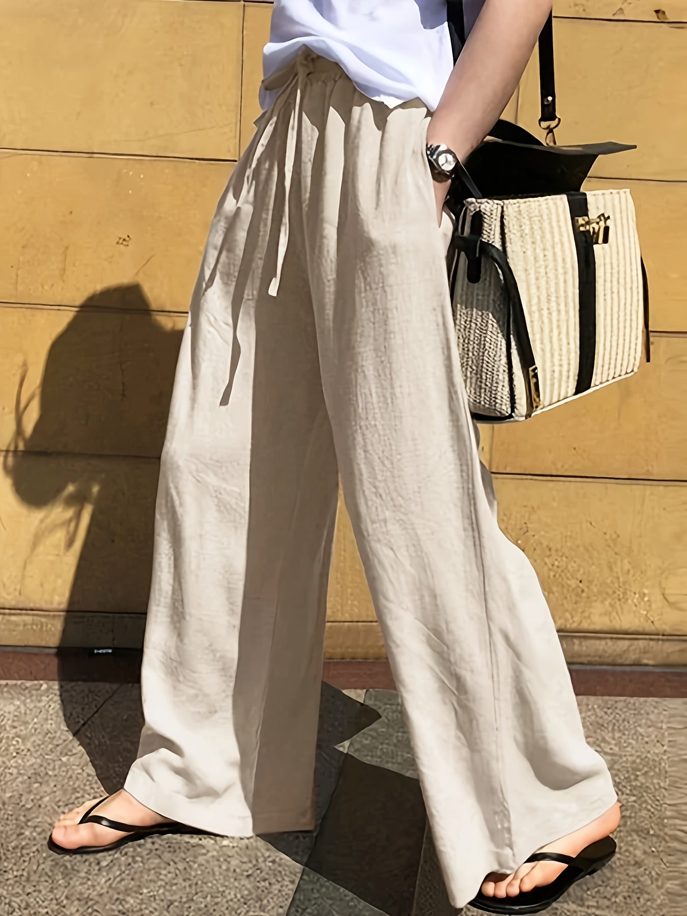 Damen Weite Freizeithose mit Kordelzug – Eleganter und Bequemer Casual-Look