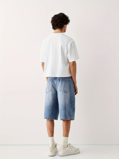 Herren Relaxed Fit Denim Bermudashorts – Modischer Freizeit-Look für Alltag und Streetstyle