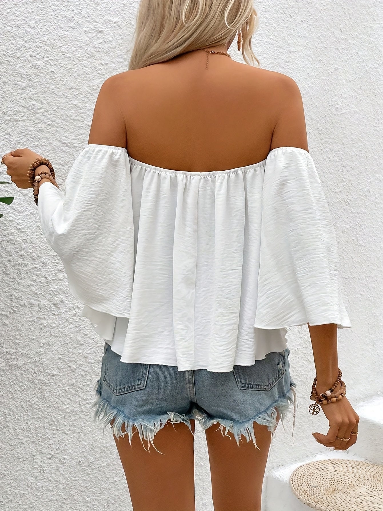 Damen Bluse im Off-Shoulder Stil mit weitem Schnitt für lässige Eleganz