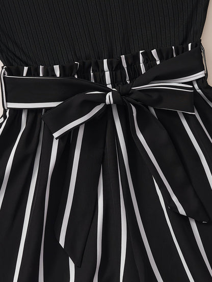 Damen Jumpsuit Elegant Gestreift mit Taillengürtel – Perfekt für Frühling & Sommer