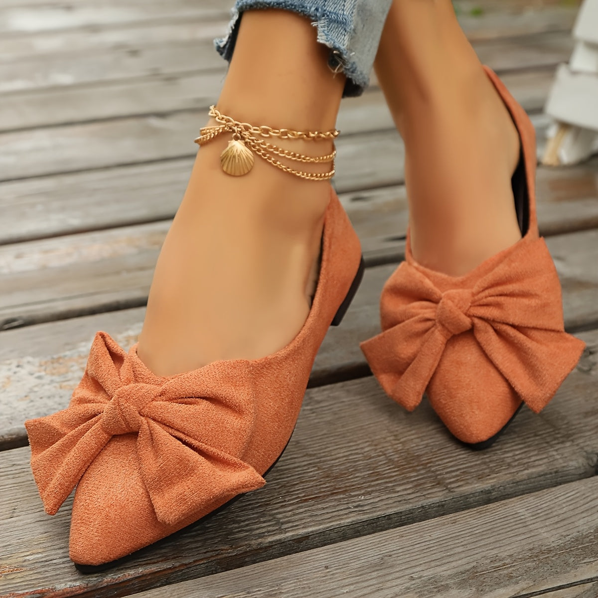 Damen Ballerinas mit Schleife und spitzer Zehenpartie – Elegante Flats für Alltag und Anlass