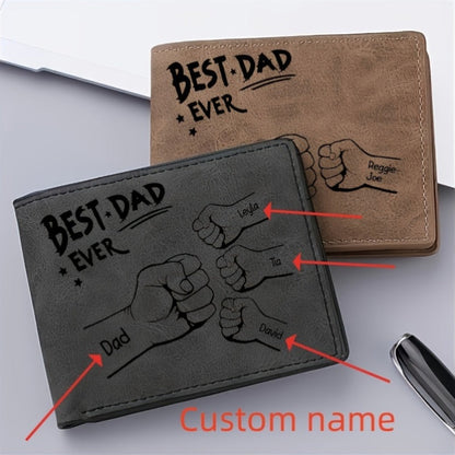 Herren Geldbörse zum Vatertag – Personalisierte Fäustlings-Grafik & Gravur – Best Dad Ever – Geschenk für Papa