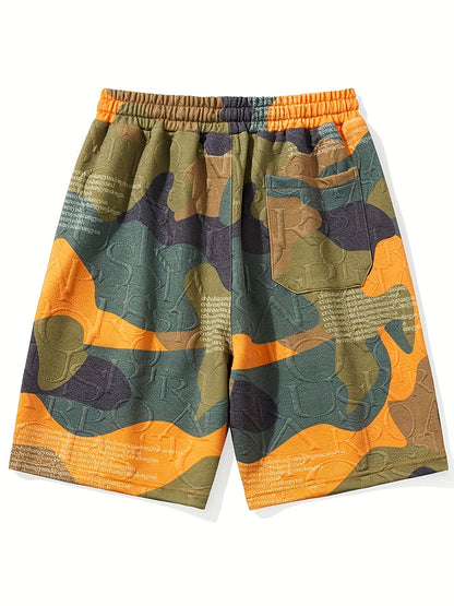 Herren Grafik-Shorts mit Camouflage und Prägung – Streetstyle Freizeitshorts