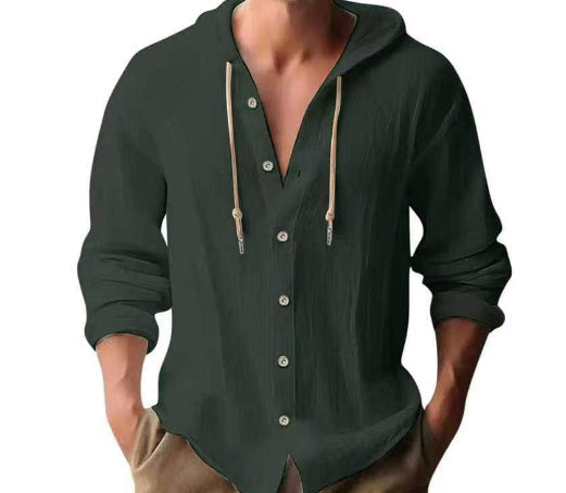 Andy – Kapuzenpullover aus Baumwollmischung – Veganes Leinen mit Knopfleiste