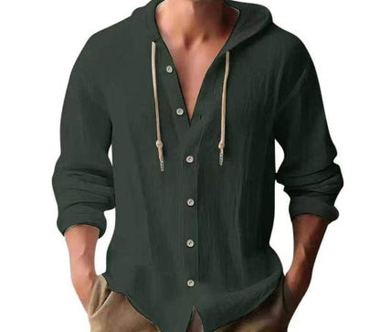 Andy – Kapuzenpullover aus Baumwollmischung – Veganes Leinen mit Knopfleiste