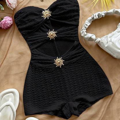 Damen Badeanzug Retro-Style mit Leopardenmuster und Cut-Outs – Eleganter Einteiler für Strand und Pool