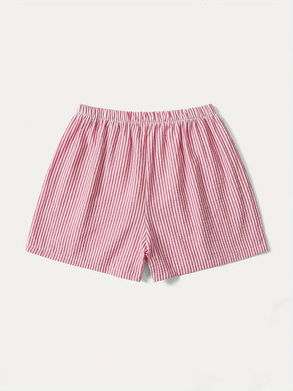 Damen Elegante High Waist Shorts mit Streifenmuster – Perfekt für Alltag & Freizeit