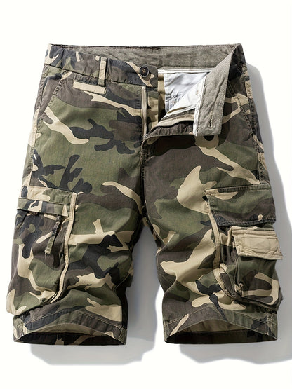 Herren Cargo Shorts im Camouflage-Look – Outdoor & Freizeit Bermuda mit Taschen