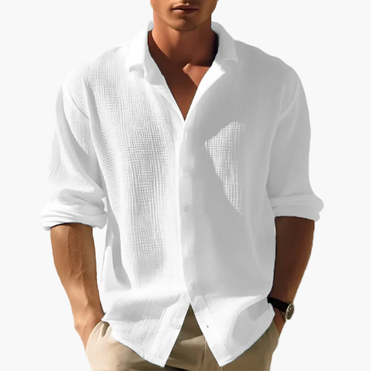 Herren Leichtes Freizeit Langarmhemd – Sommer Button-Down Hemd für Alltag und Urlaub