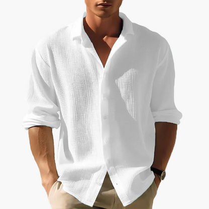 Herren Leichtes Freizeit Langarmhemd – Sommer Button-Down Hemd für Alltag und Urlaub