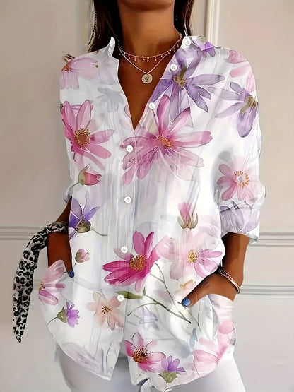 Damen Bluse mit Blumenmuster – Elegante Freizeitmode für Frühling und Sommer