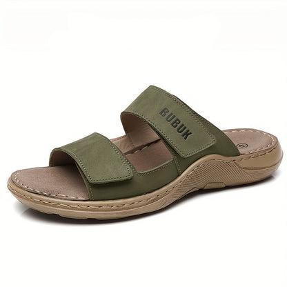 Herren Komfort Sandalen BUBUK – Bequeme Freizeitsandalen mit Doppelt Klettverschluss für Alltag und Freizeit