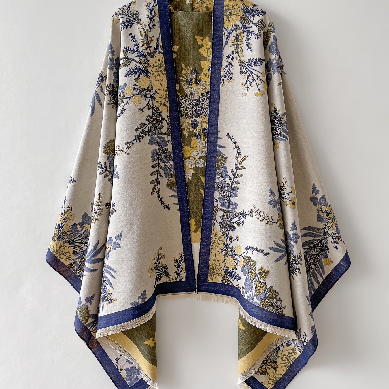 Damen Kimono Cardigan mit floralem Vintage-Muster – Elegante offene Umhangjacke für Freizeit und besondere Anlässe