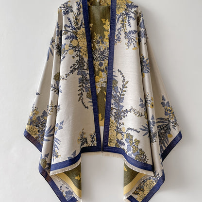 Damen Kimono Cardigan mit floralem Vintage-Muster – Elegante offene Umhangjacke für Freizeit und besondere Anlässe