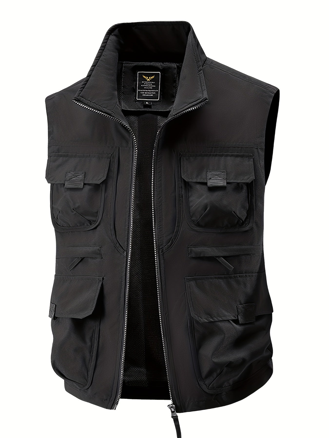 Herren Outdoor Utility Weste mit Stehkragen – Multifunktionsweste für Angeln, Wandern, Freizeit
