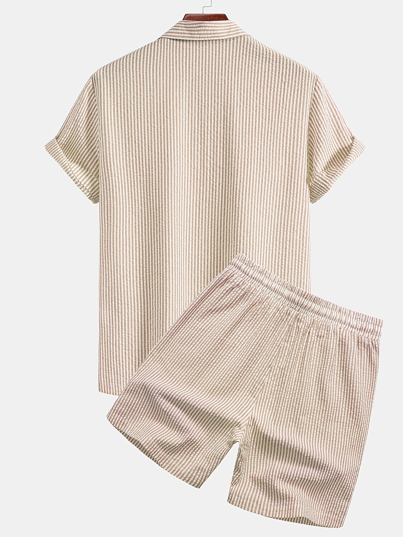 Herren Set Kurzarm Hemd und Shorts mit Streifen – Modernes Strandoutfit für Freizeit und Urlaub