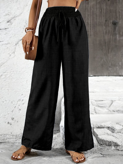Damen Weitbeinige Freizeithose mit Elastikbund – Elegante Sommerhose für Alltag und Urlaub