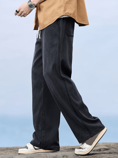 Herren Weite Casual Jeans mit Kordelzug – Bequeme Freizeithose für Alltag und Wochenende