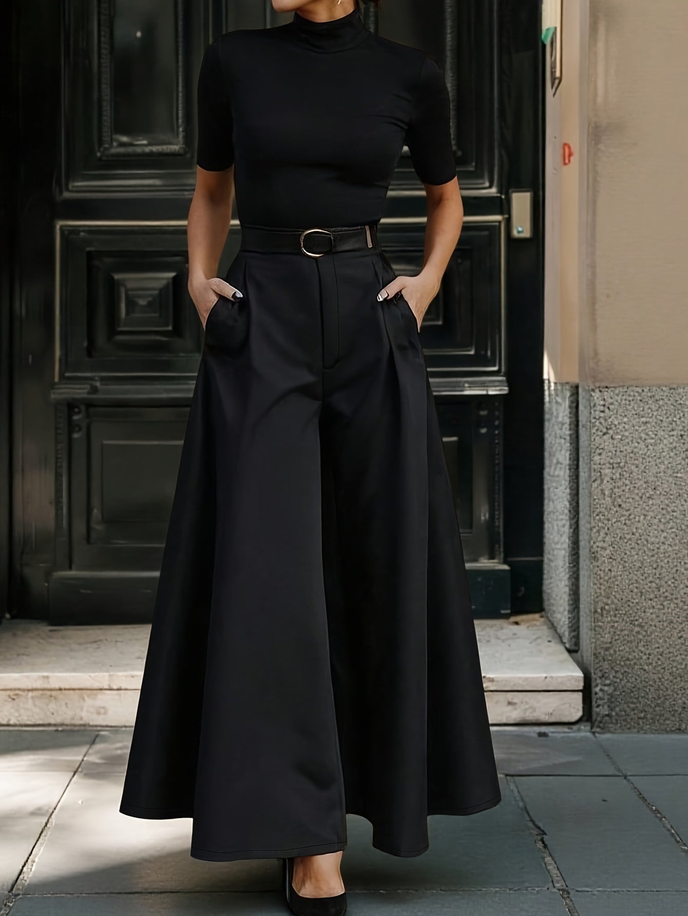 Damen Weite Palazzo-Hose Elegant Modern Business Look