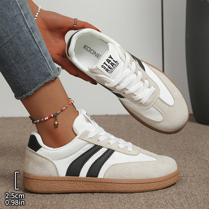 Damen Retro Sneaker mit Streifen – Lässige Streetstyle Turnschuhe für Alltag & Freizeit