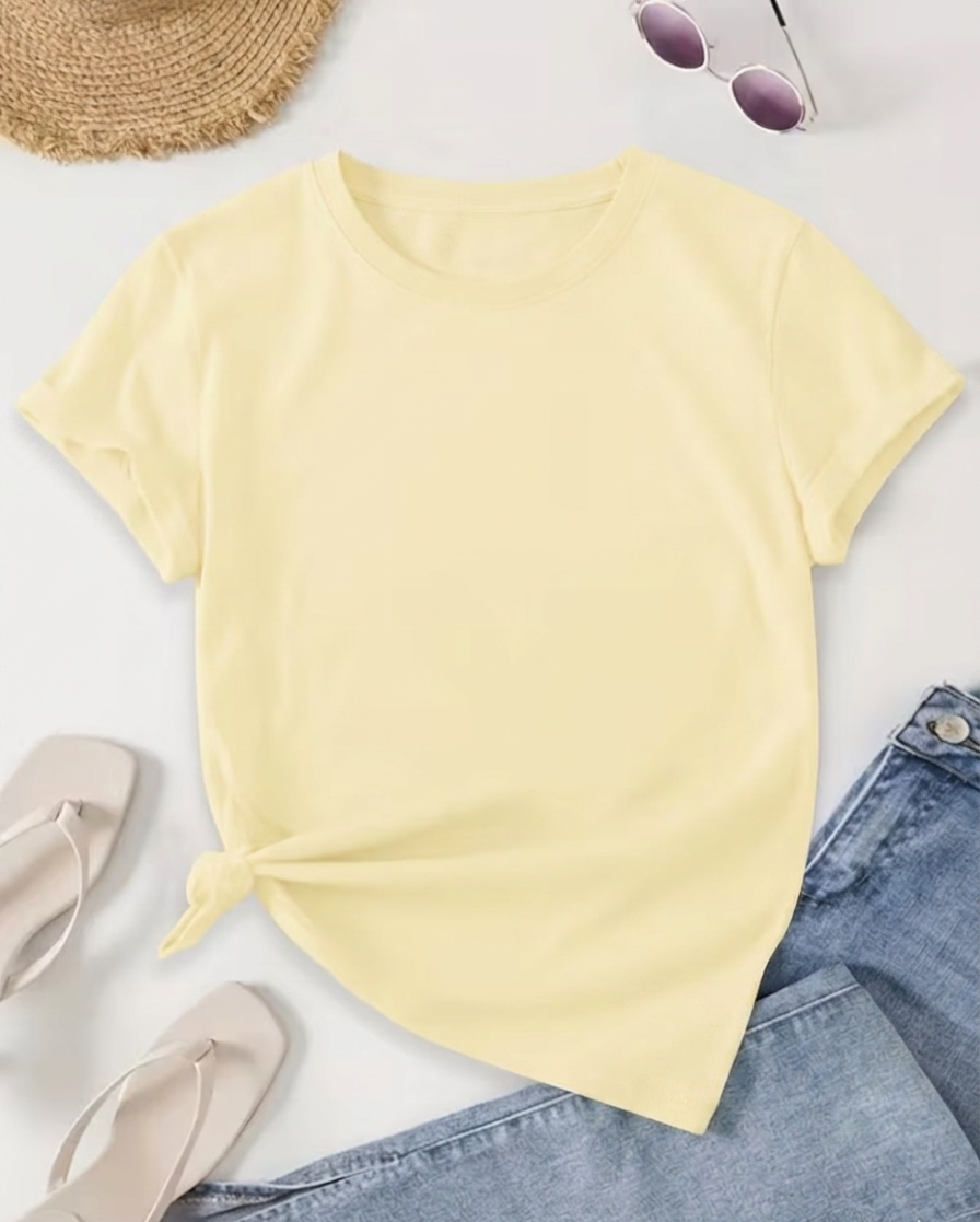 Damen Basic T-Shirt für Alltag und Freizeit – Klassischer Rundhals, Kurzarm, Bequemer Schnitt