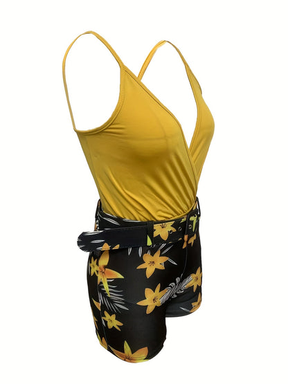 Damen Sommer-Outfit mit Wickel-Top und High-Waist Shorts – Eleganter Freizeitstil für den Alltag