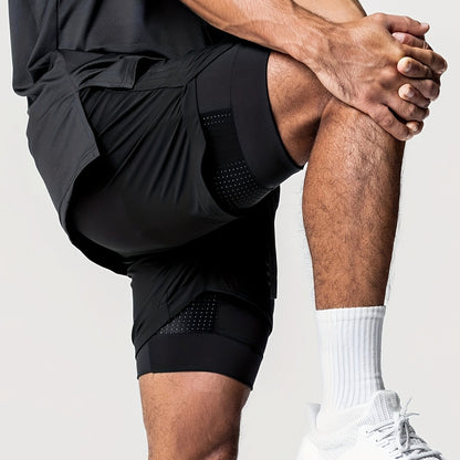 Herren Trainingsshorts mit 2-in-1-Design für Fitness und Sport