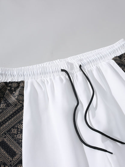 Herren Urban Streetwear Shorts mit grafischem Muster und elastischem Bund – Modische Freizeithose
