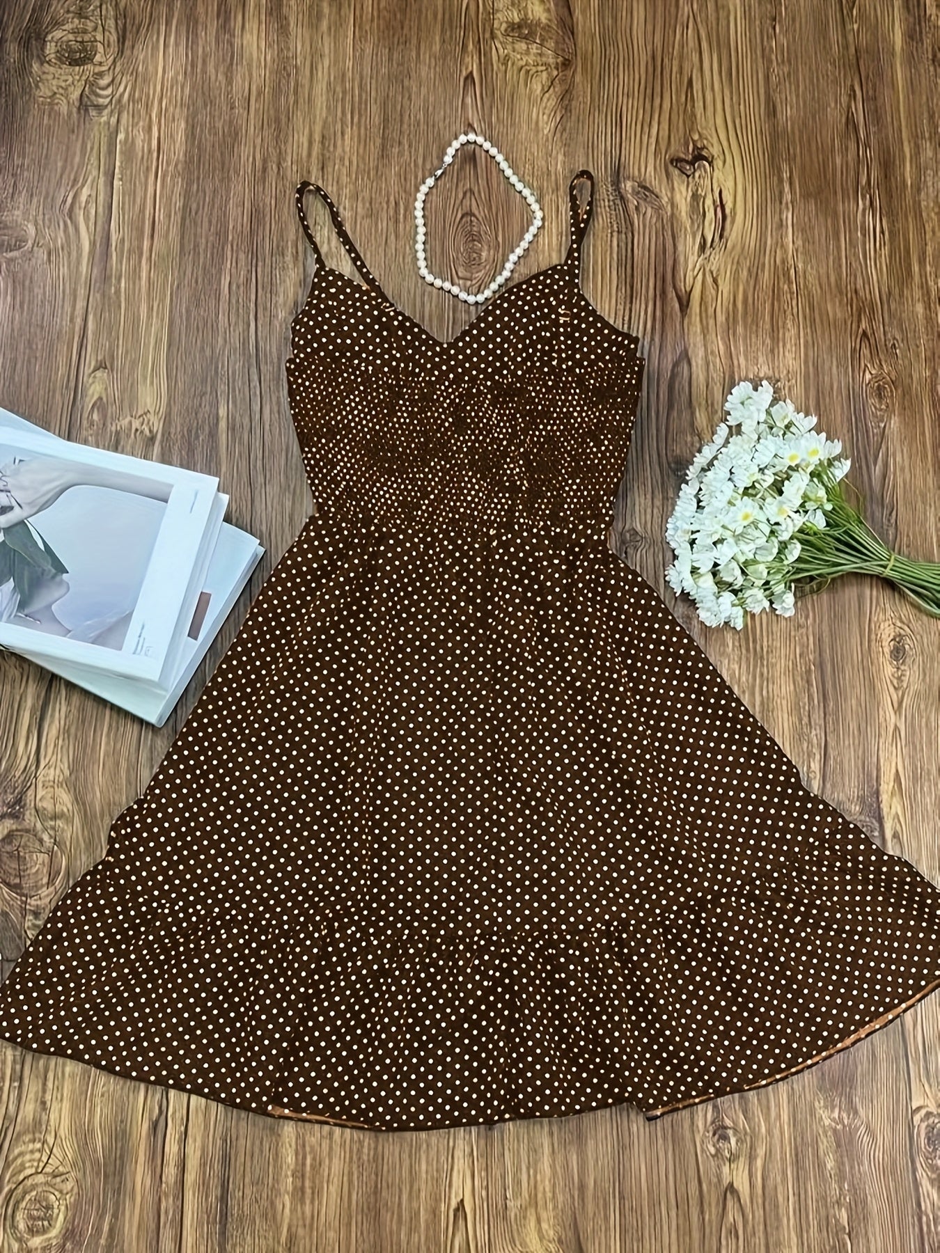 Damen Polka Dot Kleid mit Knopfleiste und Rüschen – Vintage-inspirierter Sommer-Look