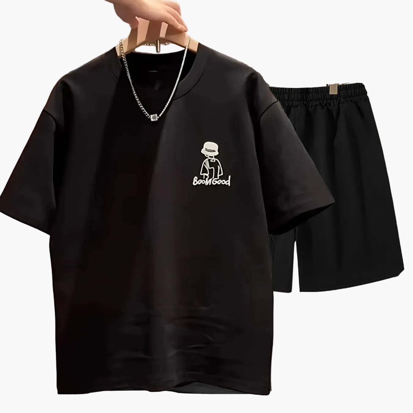 Herren Freizeit Zweiteiler T-Shirt & Shorts Set mit Print – Lässiger Sommerstil für Alltag & Streetwear