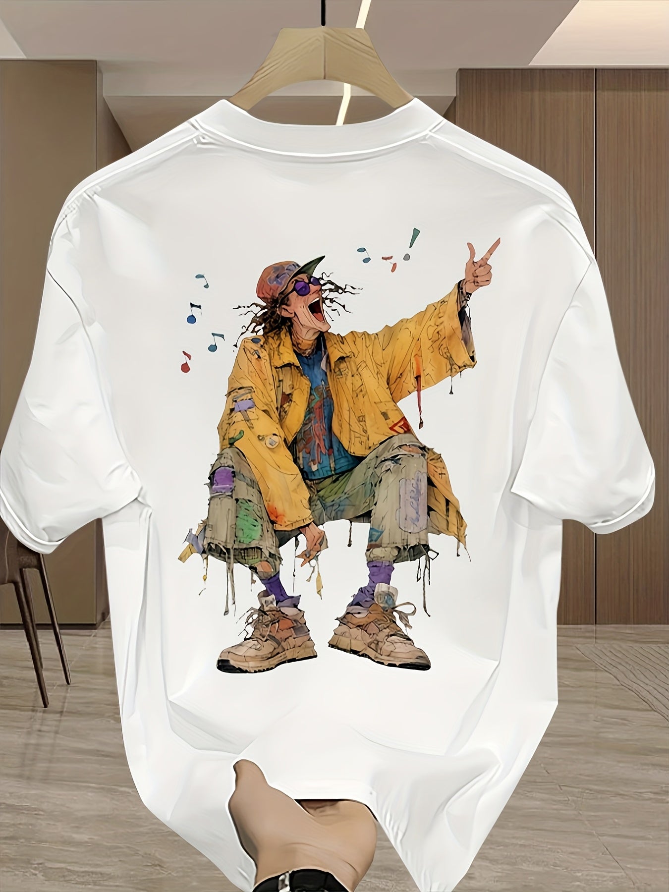 Herren Urban Streetwear T-Shirt mit künstlerischem Grafikdruck – Modernes Freizeitshirt