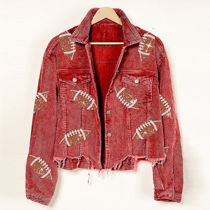 Sophia – Damen Cordjacke mit Rugby-Print