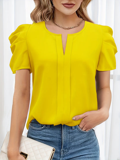 Damen Bluse mit Puffärmeln und elegantem Schnitt für Büro und Freizeit