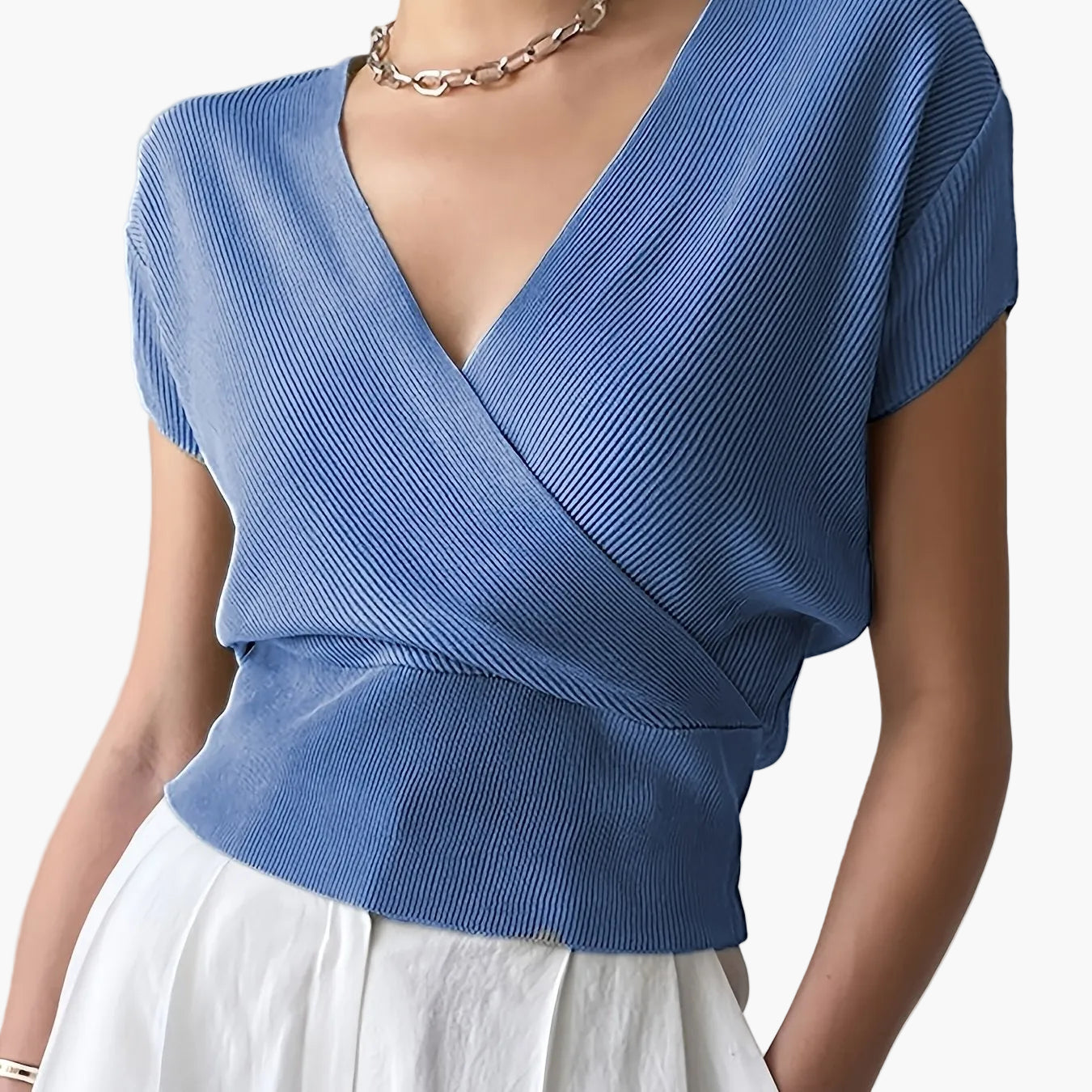 Damen Wickelshirt mit Kurzarm – Elegantes Freizeit-Top im modernen Design