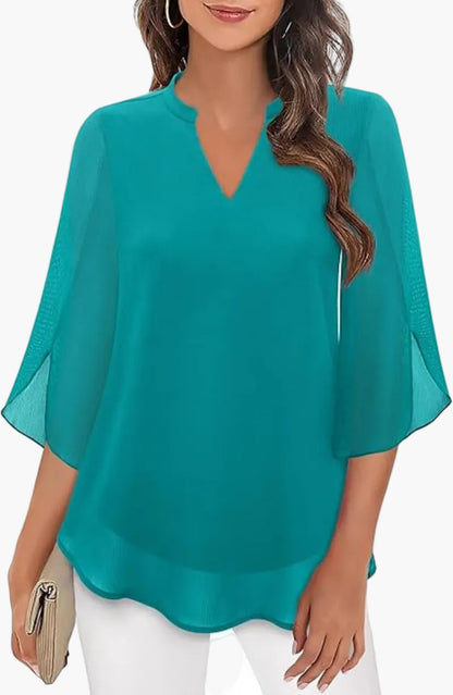 Damen Bluse Elegant Locker Halbarm – Modische Tunika für Büro & Freizeit