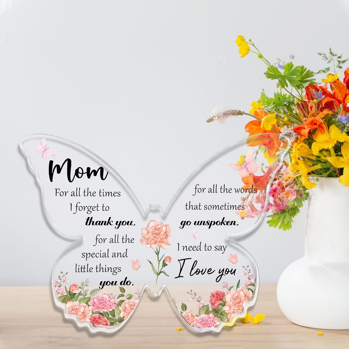 Schmetterling Acryl Deko – Muttertag Geschenk für Frauen – Vintage Stil, Dankbarkeit & Liebe, Tischdeko